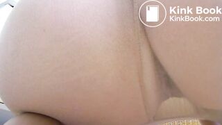 Close up pantyhose pooping
