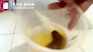 Hot chick shits & pisses into a cup