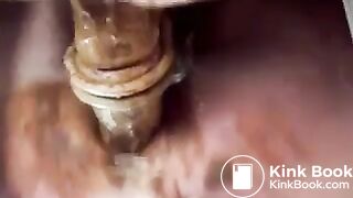 Fat mature anal riding with shit