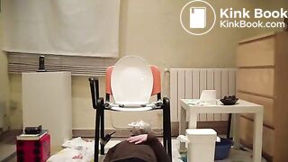 Multiple girls shit on slave