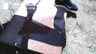 Cute Girl Take A Shit In Her Garden