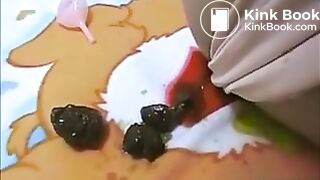 Drunk Japanese pooping near her panties