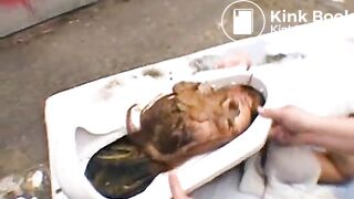 2 Girls pooping on a human toilet