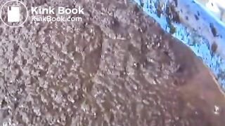 Brunette hottie taking a scat bath