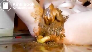 she stuffs her shit into her cunt