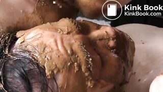 Squashed in food and shit