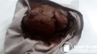 Huge poop in beige panties