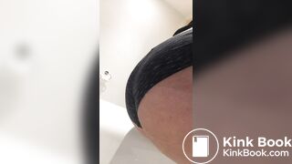 Scat over the bath in panties