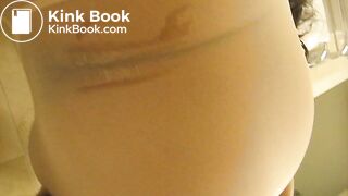 Latina shitting and peeing in white pantyhose