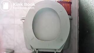 Latina girl pooping in the toilet