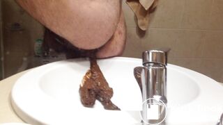 shitting in the washbowl