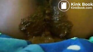 ebony scat in bed