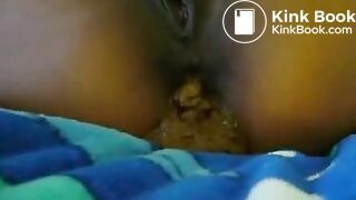 ebony scat in bed