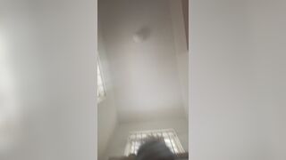 Nasty hairy ebony pooping