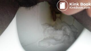 Nasty hairy ebony pooping