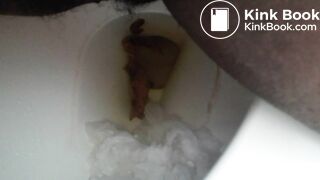 Nasty hairy ebony pooping