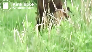 Young woman shitting outdoor