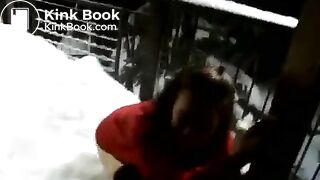 Random Shit 13 - Girl shits in the snow on her balcony
