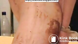 Shit game and eat scat with white panties in bedroom