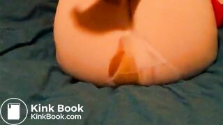 blonde woman releases shitty enema in pantyhose