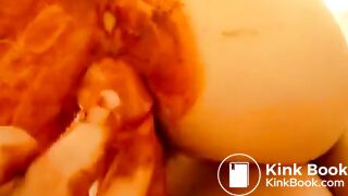 man pulls out shit out of her ass