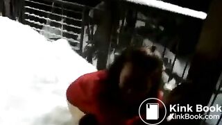 My friend decided to poop in the snow while my other friend records her