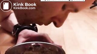 Domina scat fisting his anal and slave eat shit like a dog