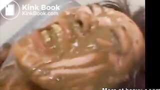 Cute Japanese girl eats shit while being fucked