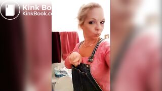 Mature blonde fills her panties with crap