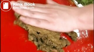 German girl smearing and eating