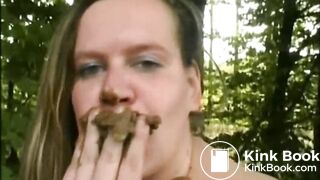 German girl smearing and eating