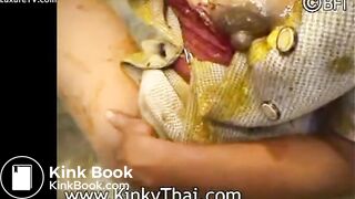 Extreme scat video features an asian newcomer getting her face covered in s