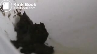 Mature mom collects her poop for later