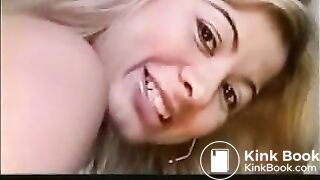 Nice looking blonde taking a shit!!