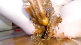 Girl smearing scat