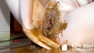 Girl smearing scat