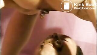 Girl pissing, shitting on men face, and then facesitting.