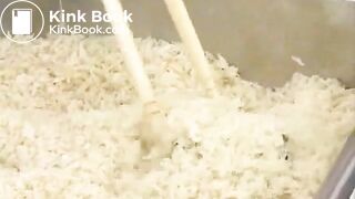 Japanese girl eating meat and shit