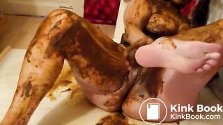 Shit covered slut wife as living toilet for her husband