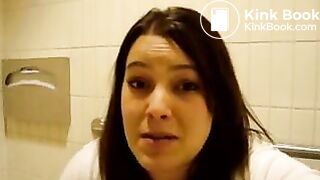 Hot brunette really proud of her long thick turd