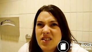 Hot brunette really proud of her long thick turd