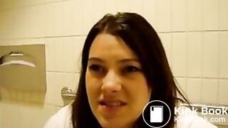 Hot brunette really proud of her long thick turd