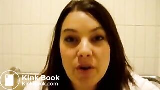 Hot brunette really proud of her long thick turd