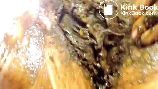 Russian slut sticks cucumber up ass and then eats it