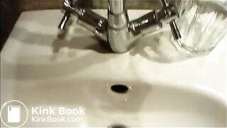 Pretty blonde babe poops in bathroom. very nice sexy young girl shitting.