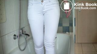 Pee & poop in white jeans