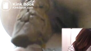 Really thick Japanese toilet turd!