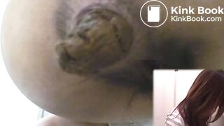 Really thick Japanese toilet turd!