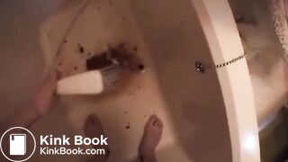 Hot shower with mineral excrement
