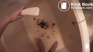 Hot shower with mineral excrement